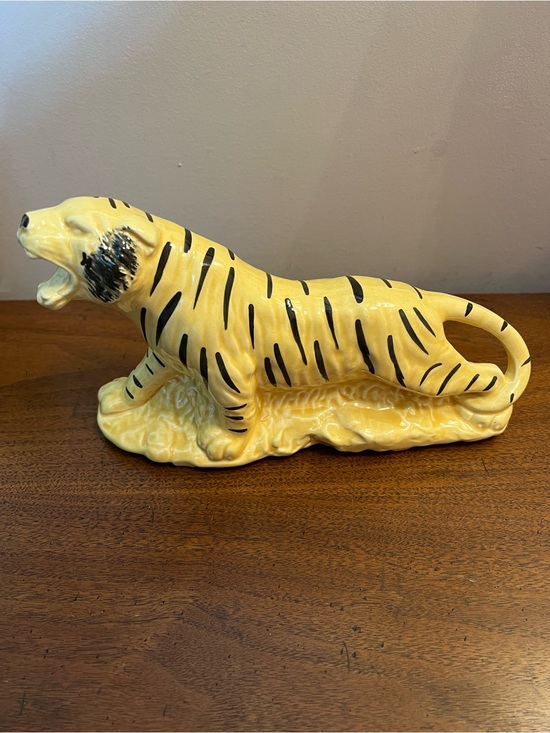 Other - Vintage 1950s Yellow Ceramic Tiger Planter - Mid Century Modern